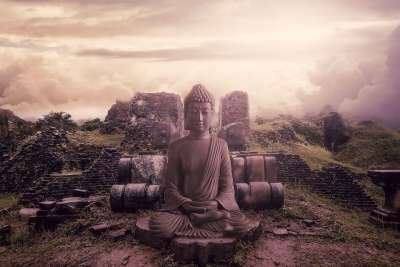 景观 幻想 幻想风景 Budha 废墟 寺庙 寺庙废墟 日落