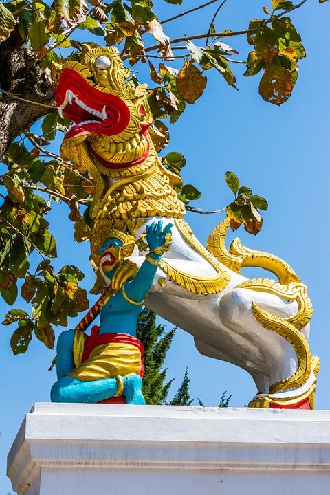 神秘生物 狮子 寺复杂 寺庙 泰国北部