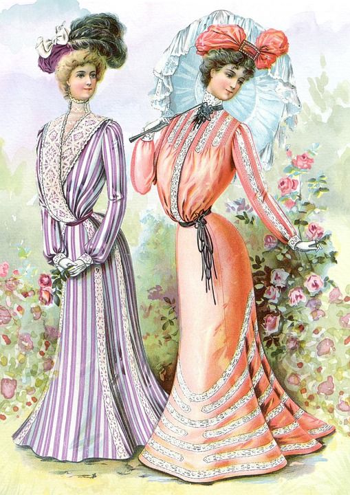 优质的 女士们 花园 19 世纪 女士 女孩 衣服 时尚 魅力