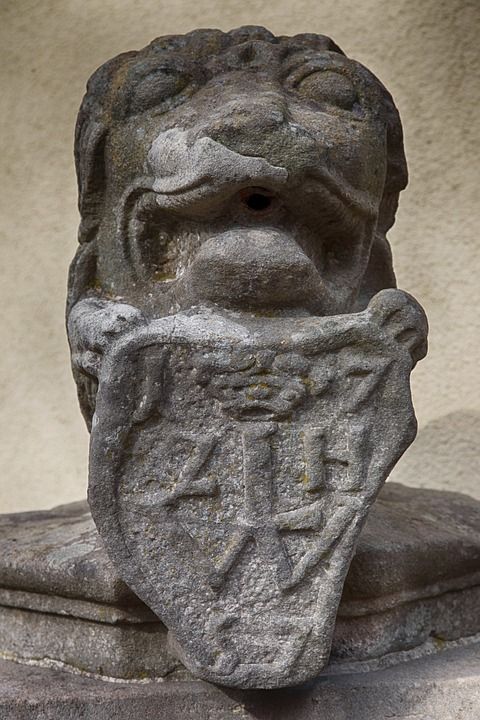 狮子 狮子头 砂岩 行业 凿成的 老的 神秘生物 石头 头
