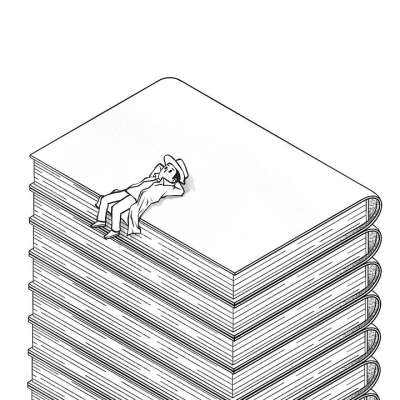 图书 男人 人 日落 图书馆 绘画 超现实的 卡通片 想象力