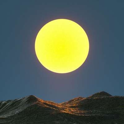 山 月亮 夜晚 月光 满月 月球 安静 景观 3D 数字艺术