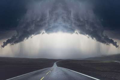 风暴 云 路 原野 雨 下雨 天空 天气 路面 路线 景观