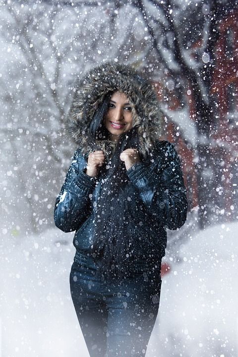 冬天 雪 湿的 女士 人们