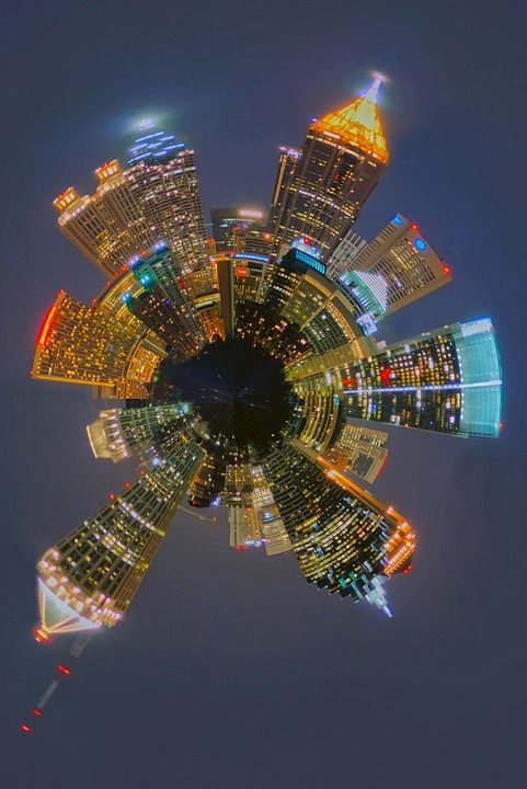 看法 鸟瞰图 美国 结构 亚特兰大 蓝色小时 建筑物 商务区
