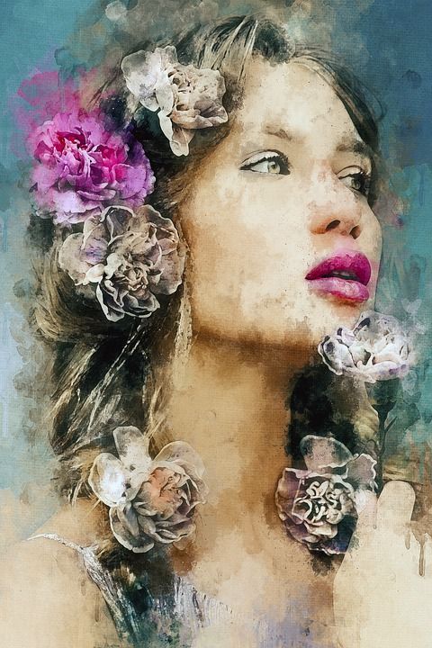 女士 花朵 模型 女性 组成 肖像 绘画