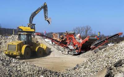 轮式装载机 挖掘机 排序抓钩 建筑废墟 拆除 消除 破碎机