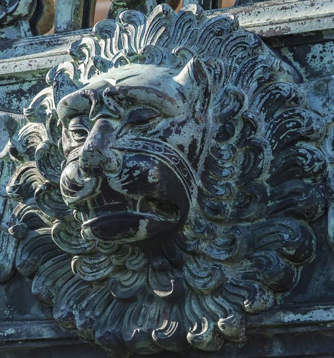 狮子 门 入口 老的 门环 古董 金属 装饰品 建筑学 处理