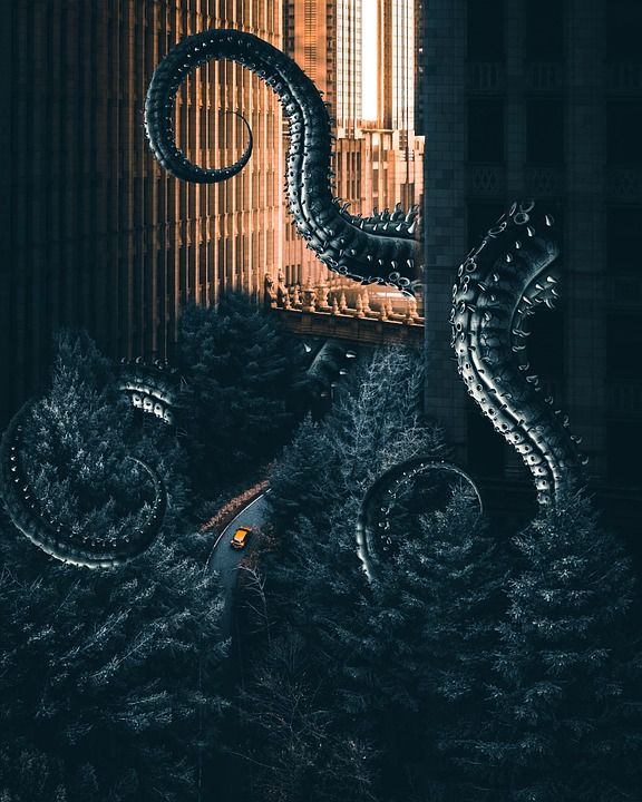 照相馆 建造 结构体 森林 云杉 树木 触手 背景 梦幻般的