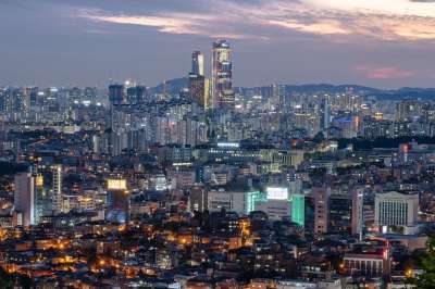 城市 建筑物 夜景 汉城 韩国 结构 天际线 摩天大楼 晚灯