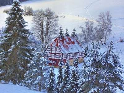 Heimatstube Sbb 的小屋里 冬天 雪 自然 撒克逊瑞士