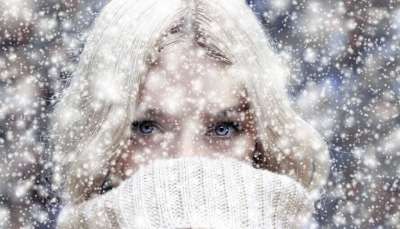女士 脸 雪 降雪 冬天 雪花