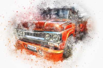 车 旧车 艺术 抽象 水彩 优质的 汽车 艺术的 水彩画