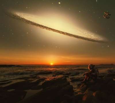 宇宙 空间 天文学 星系 海 日落 棕色的海 棕色的星系