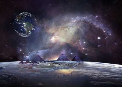 星系 空间 金字塔 幻想 宇宙 背景 行星 天堂 抽象的 星星