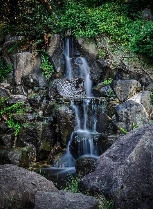 瀑布 日本 花园 大自然 河 水 景观 谷 森林 秋季 光
