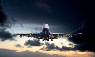 日落 飞机 大的 载体 天空 旅行 蓝色的 飞行 黄昏 云