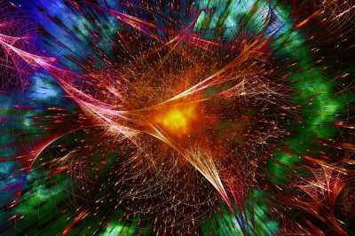 爆炸 大爆炸 量子物理学 海浪 粒子 抽象的 人工智能 女士 脸