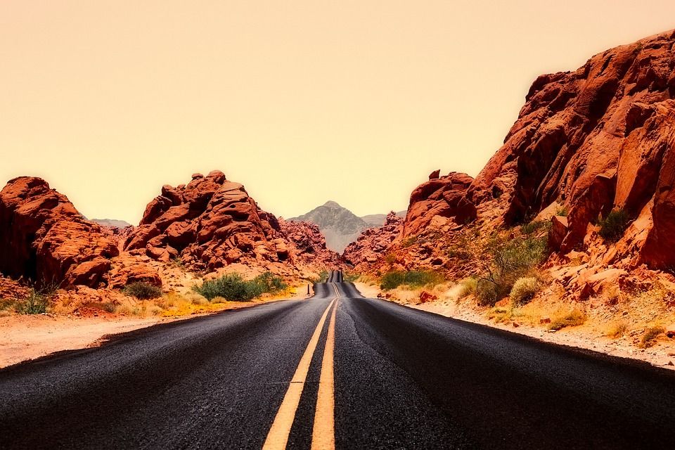 内华达, 山, 路, 高速公路, 旅行, 景观, 自然, 户外, 沙漠, 国家