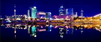 全景 维也纳 天际线 奥地利 多瑙河 景观 夜晚