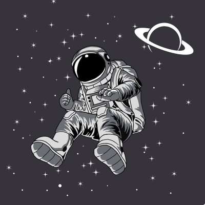 宇航员 宇宙 星系 土星 星星 空间 航天 卡通片 数字艺术