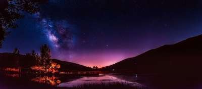 黎巴嫩 全景 森林 树木 湖 水 星星 夜晚 日落 自然