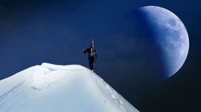 月亮 山 雪 首脑 远足 天堂 满月 气氛 超级月亮 自然