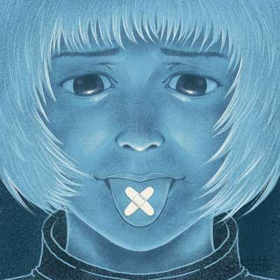 女孩 脸 舌头 绷带 讲话 八卦 超现实的 卡通片 绘画