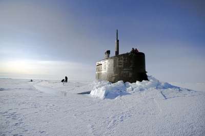 北冰洋 潜艇 美国海军 通过冰 景观 冬天 雪 冰 冻结 冷冻
