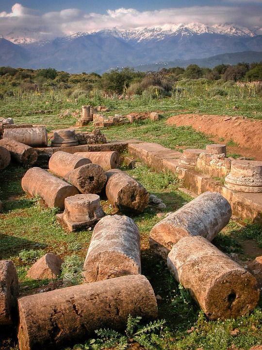 列 废墟 古代 罗马 克里特岛 建筑学 寺庙 老的 希腊 弃