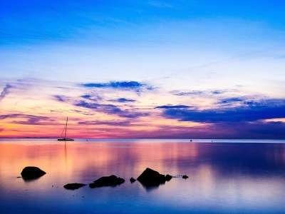 4 月 春天 前夕 晚上的气氛 日落 海 水 波罗的海 费马恩