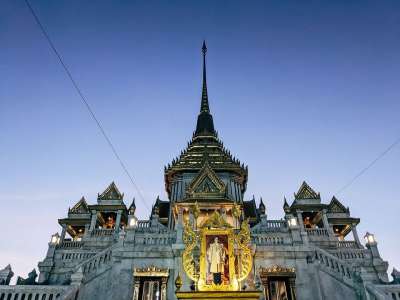 金佛 素可泰 泰国 寺庙 曼谷 亚洲 暹 旅游景点 宗教 夜晚