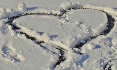 雪 雪心 心 冬天 爱 冻结 寒冷的 浪漫 冰冷的 雪地层