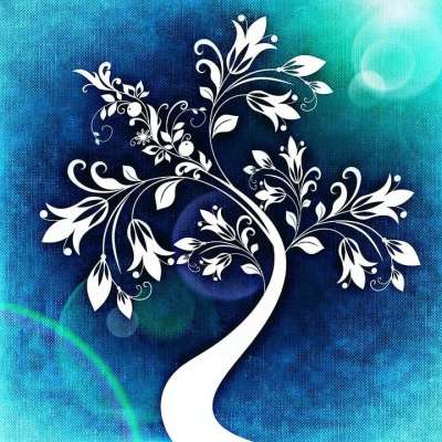 树 抽象的 艺术 开花 树叶 结构体 蓝色的