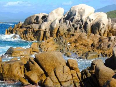 科西嘉 海岸 石头 岩石 景观