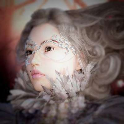 女士 面具 Streampunk 肖像 羽毛 首饰 头发 卷发
