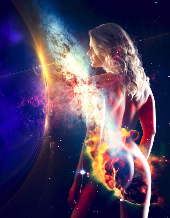 设计 宇宙 空间 星系 星级 幻想 光 裸体 模型 女士