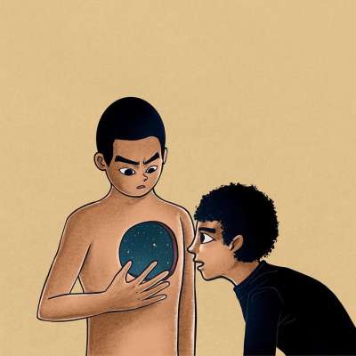 人类 宇宙 超现实的 心 漫画 绘画 幻想 创造力 勘探 洞