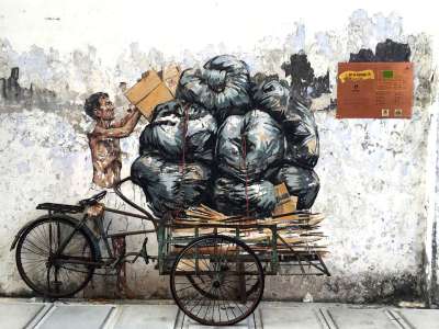 怡保 老镇 三轮车 艺术 惹网名沙拉 马来西亚 壁画 艺术家