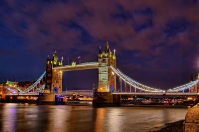 夜晚 塔 桥 泰晤士河 河 地标 英国 伦敦