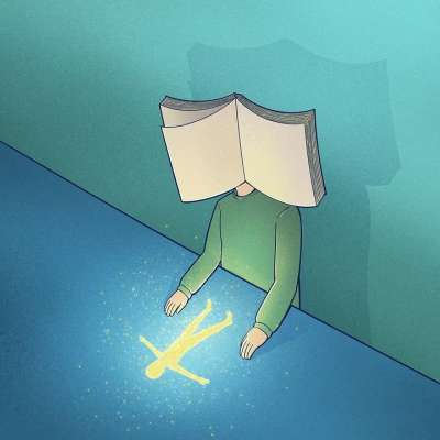 书 小说 读 读者 学生 绘画 超现实的 卡通片 想象力 幻想