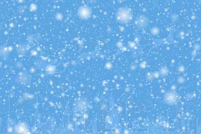 降雪 圣诞老人的雪橇 背景 城市 建筑物 天际线 圣诞老人 雪橇