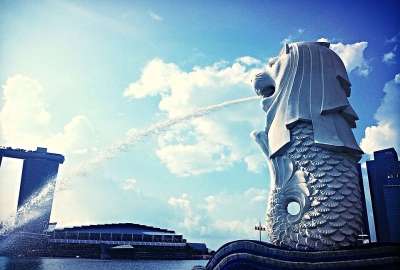 新加坡 鱼尾狮 天空 云 风景 景点 旅游 旅行