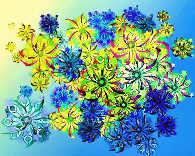 抽象 花朵 艺术品 数字艺术 数字绘画 花的 装饰 装饰性的