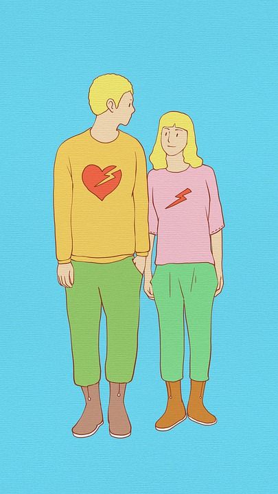 绘画 女孩 男孩 爱 联系 蓝色的漆 蓝色油漆
