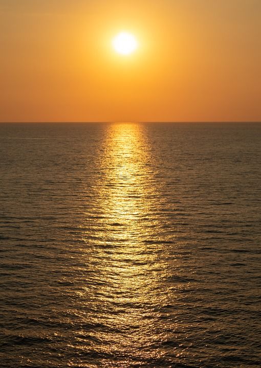 日落 海 天堂 海洋 黄昏 晚上的气氛 反射 橙色的 太阳 水