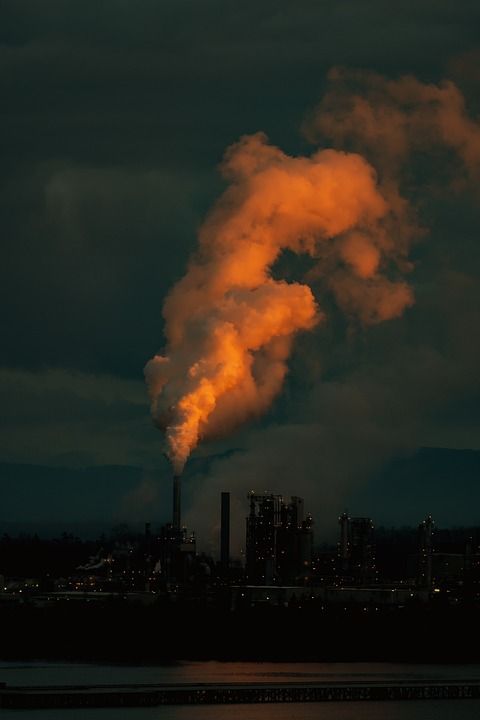 污染 烟雾 抽烟 行业 工厂 Co2 烟囱 蒸汽 空气 碳