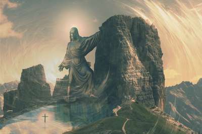 作曲 耶稣 叉 圣 救主 全景 山 短裙 景观 图像编辑