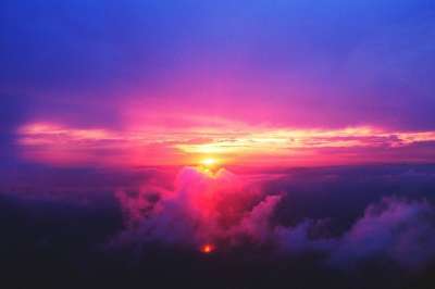 日落 黄昏 天空 紫色的 粉色的 云 空气 看法
