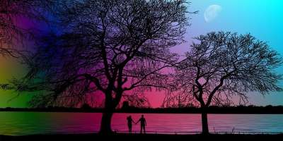 自然 心情 沉思 日落 景观 夫妇 恋爱 轮廓 退化的 爱情